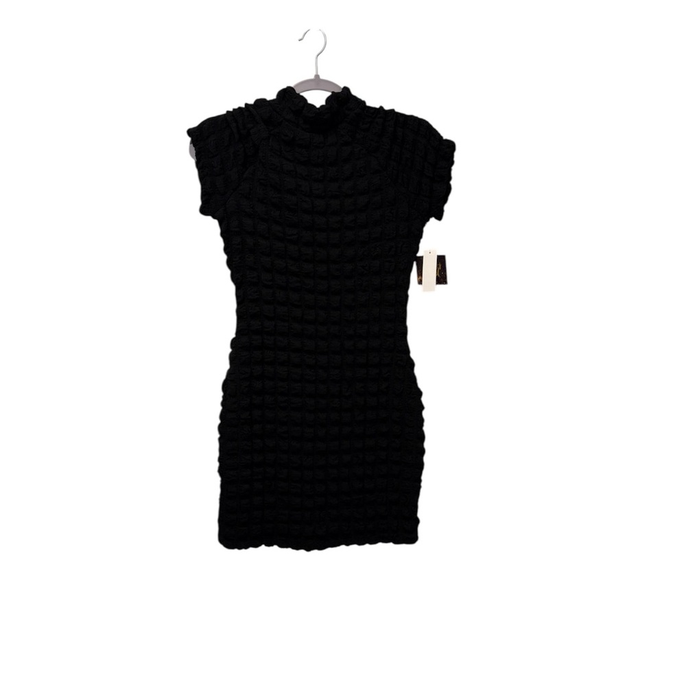 Planet Gold Black Textured Mini Dress